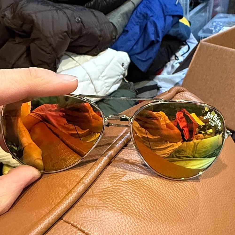 Men's Aviator Sunglasses with Orange Mirrored Lenses